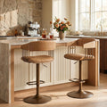 Brown PU Leather Adjustable Back Bar Stools